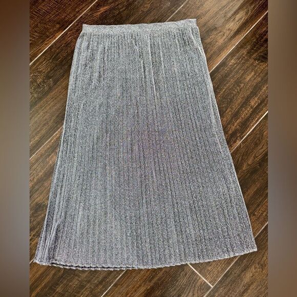 Sugarhill Brighton gunmetal metallic permanent pleated NWT SZ 8 - Picture 3 of 13